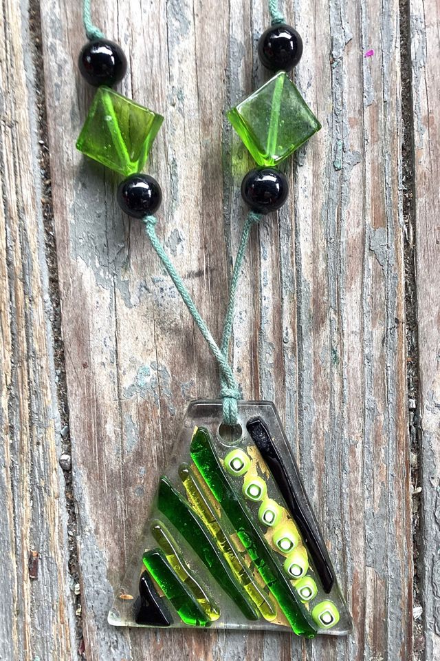 Vintage 1970s Glass Art Necklace Selected by Cherry #1