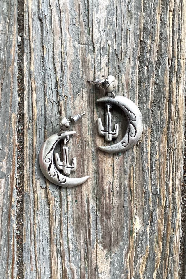 Vintage 1990s Deadstock Pewter Western Cactus Earrings Selected by Cherry #1