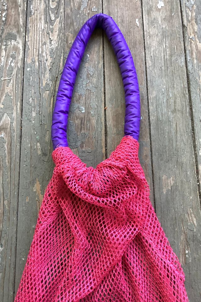 Vintage 1980s Pink and Purple Neon Mesh Beach Tote Selected by Cherry #1