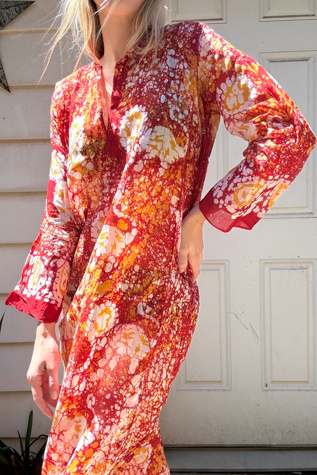 Vintage 1970s Batik Cotton Kurta Selected by Cherry