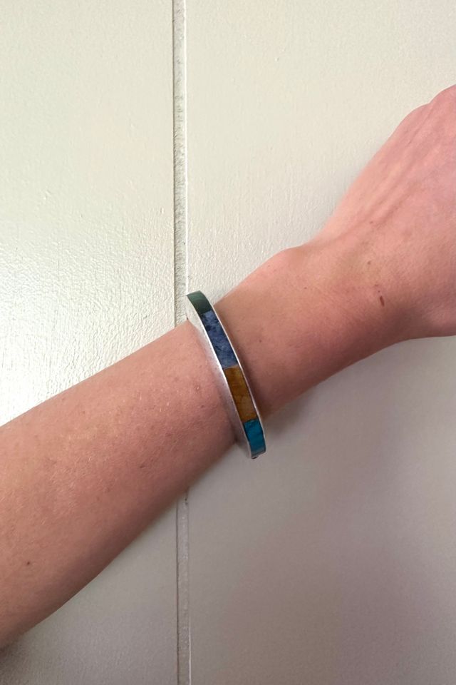 Vintage Artisan Sterling Silver Inlay Bracelet Selected by Cherry #1