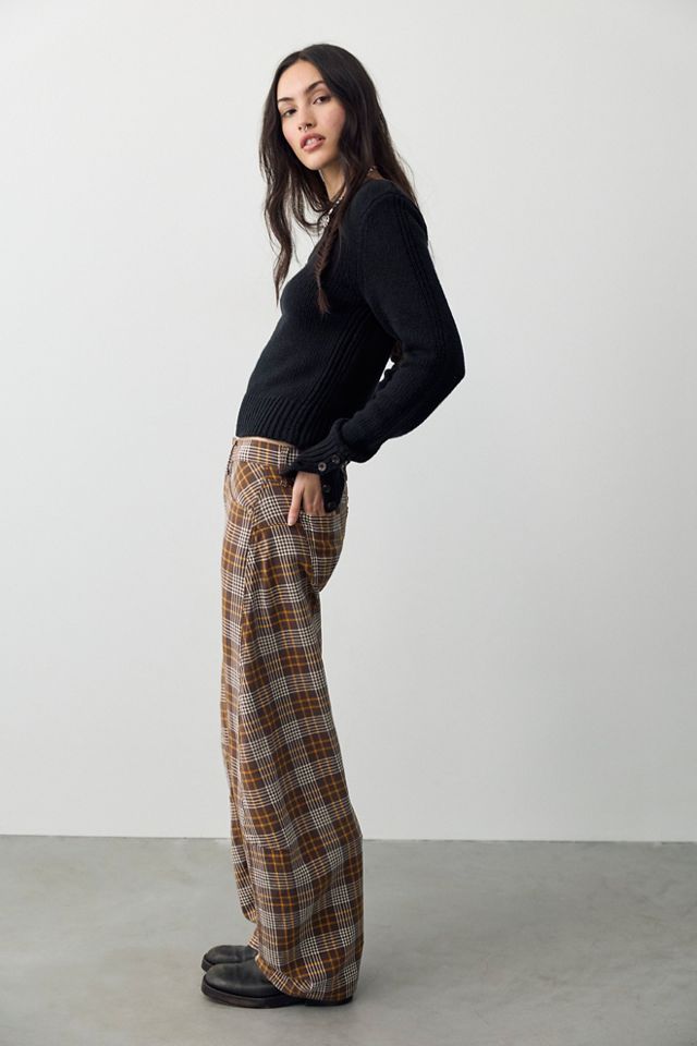We The Free Fable Plaid Low-Rise Twisted Bowed Jeans #3