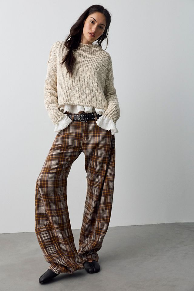 We The Free Fable Plaid Low-Rise Twisted Bowed Jeans #5
