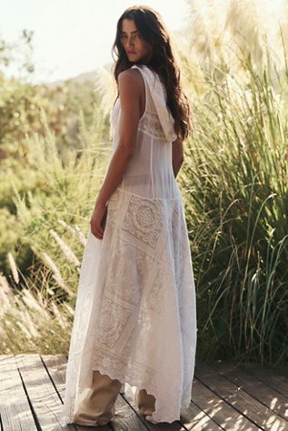 Женский топ Free People Darcy Hooded Lace Maxi Top, цвет: Слоновая кость — фото 6