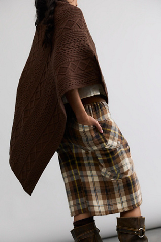 Женский топ Free People Cannon Cable Poncho, цвет: Коричный — фото 6
