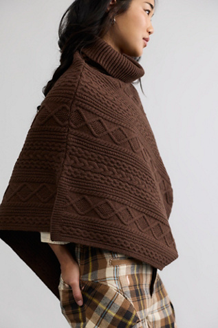 Женский топ Free People Cannon Cable Poncho, цвет: Коричный — фото 8