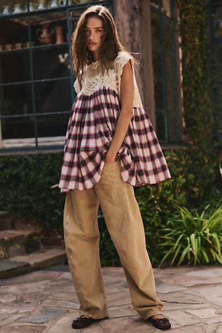 Женское платье Free People Ellery Plaid Mini, цвет: Кирпичный комбинированный — фото 4
