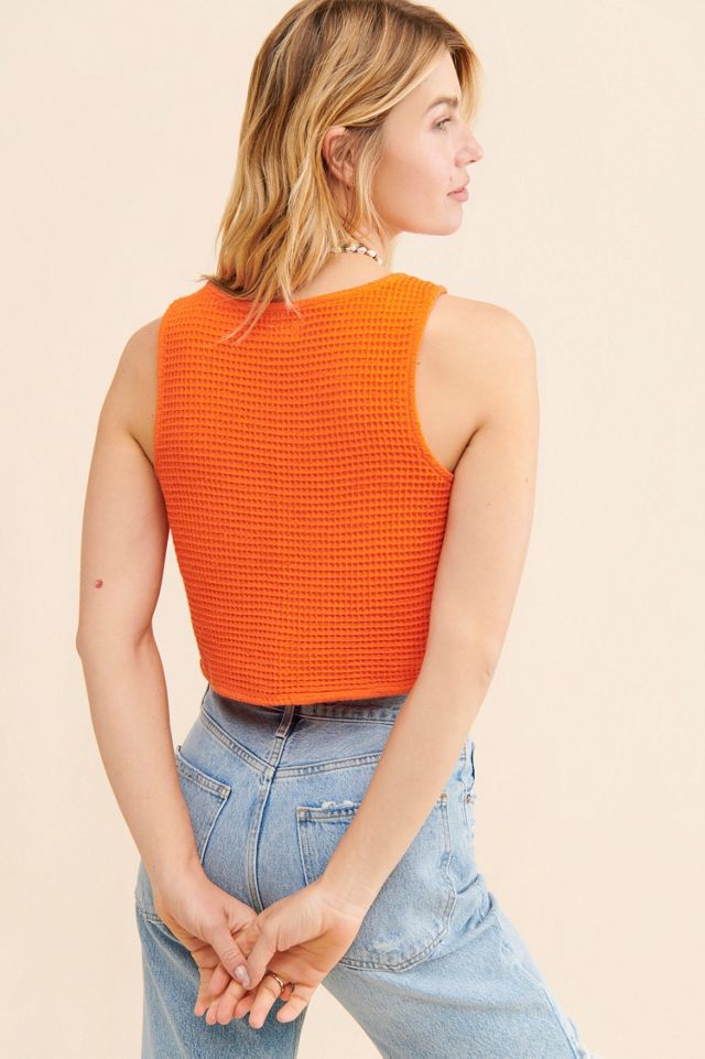DONNI. Cropped Waffle Knit Vest #1