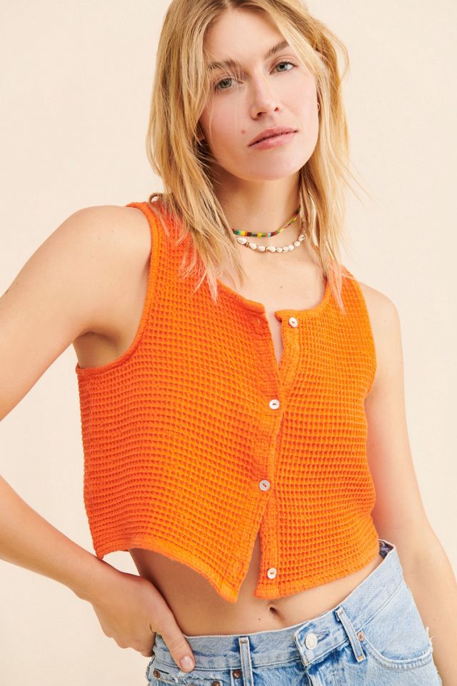 DONNI. Cropped Waffle Knit Vest #2