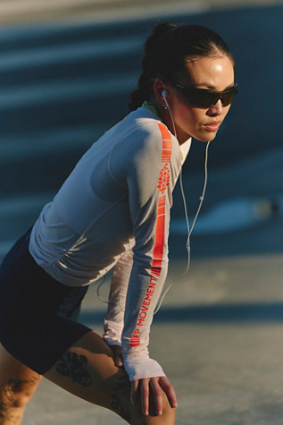 Mile A Minute Marathon Logo Ruched UV Protection Long Sleeve by Free People Movement