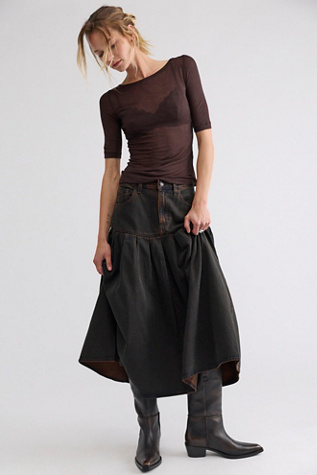 Levi's Yoked Pleated Midi Skirt by Free People