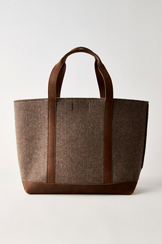 Leather Trim Wool Tote