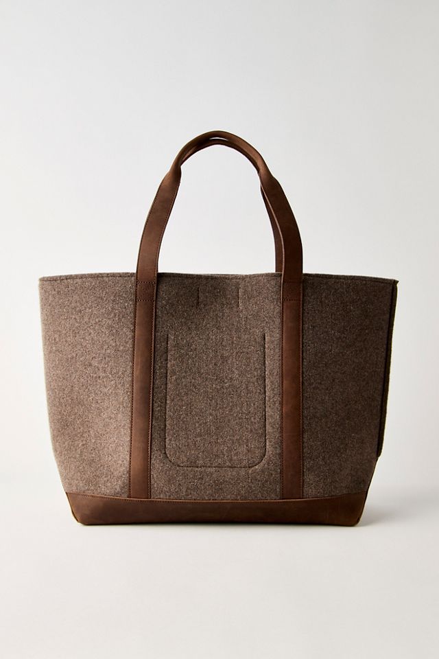 Leather Trim Wool Tote #1