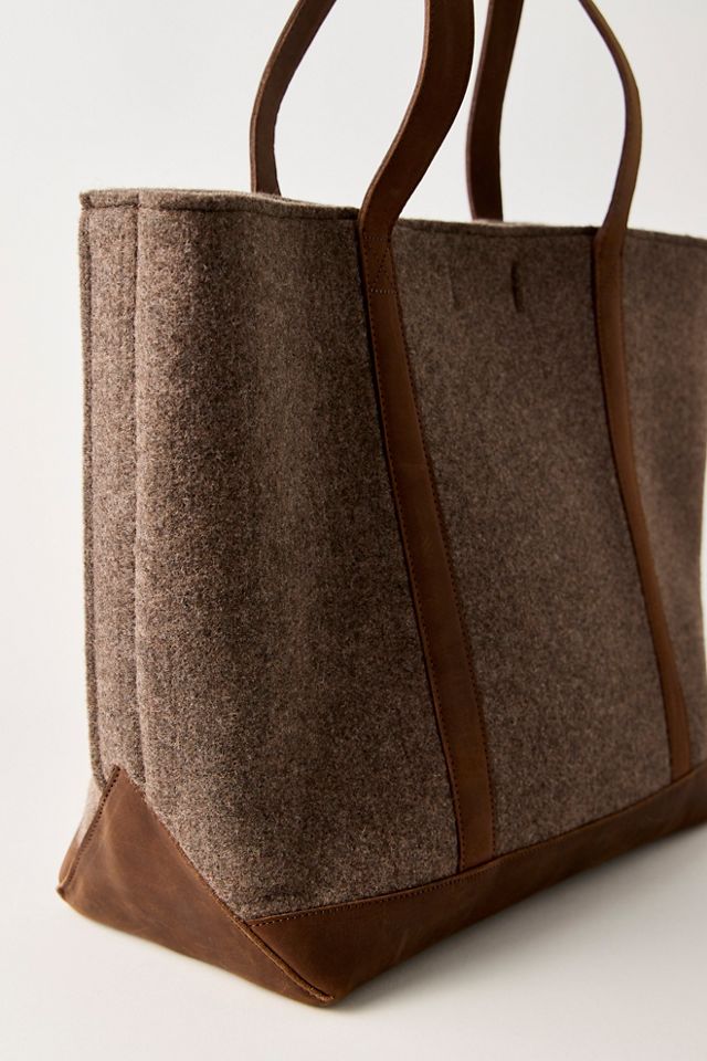 Leather Trim Wool Tote #2