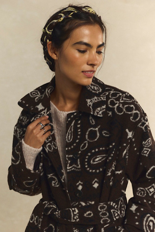 Женское пальто Free People Simone Italian Wool-Blend, цвет: Коричневый комбинированный — фото 3