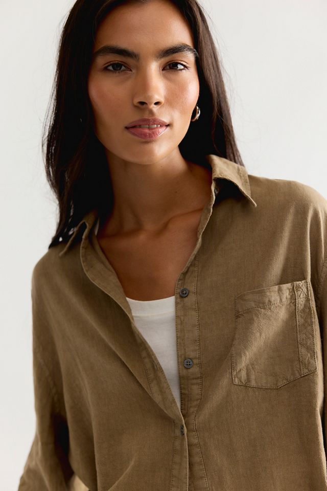 Sabine Striped Linen Button Down Top #3