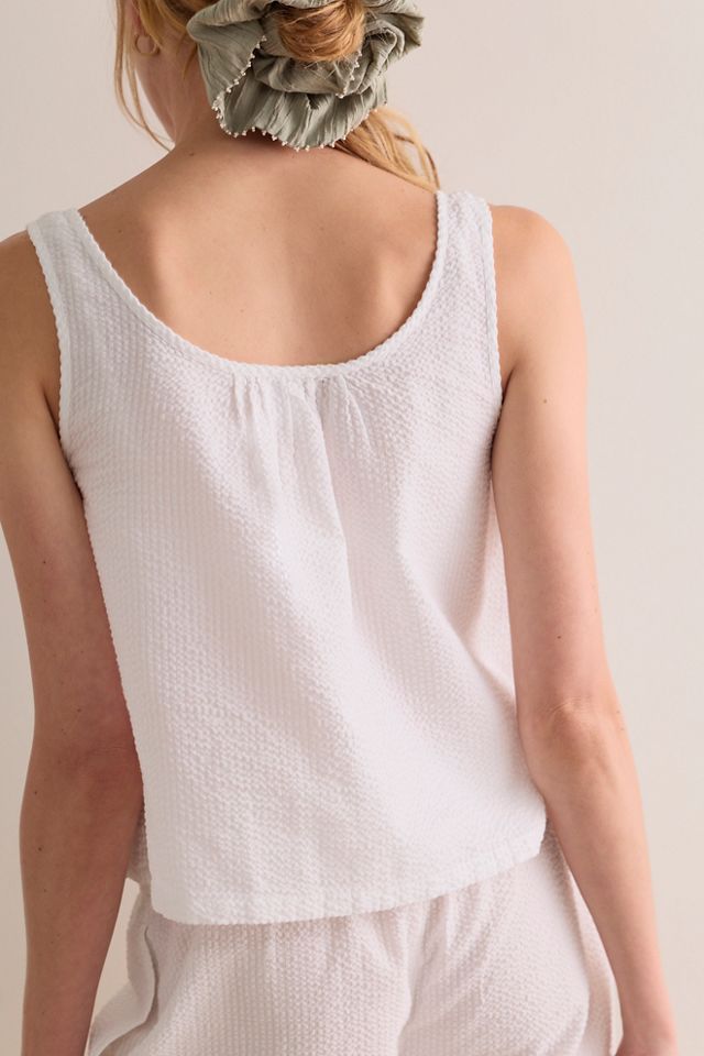 Nudea Cotton Seersucker Button-Down Tank #1