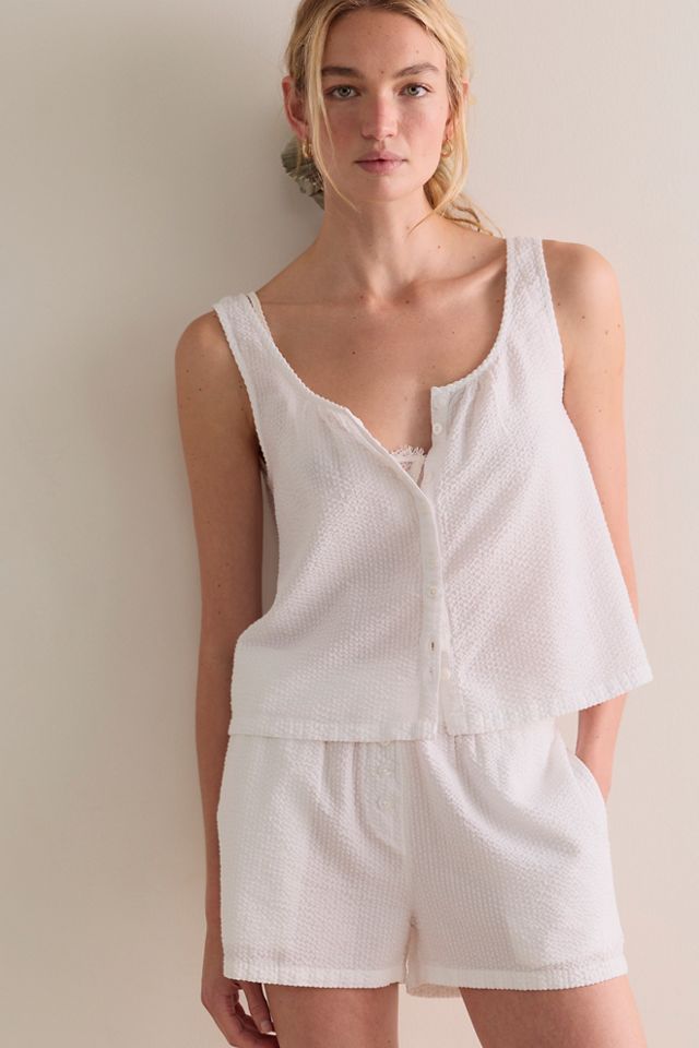 Nudea Cotton Seersucker Button-Down Tank #2