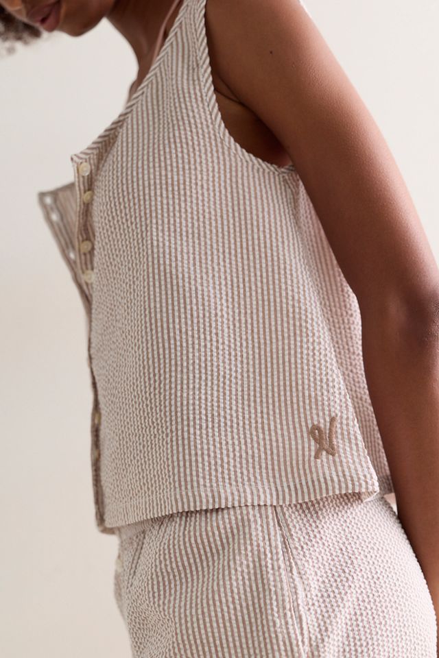 Nudea Cotton Seersucker Button-Down Tank #2