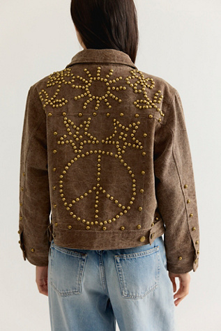 Женская куртка Denim And Bone Brass Hearts Studded Canvas, цвет: Коричневый — фото 2