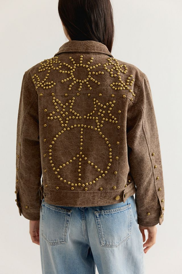Denim And Bone Brass Hearts Studded Canvas Jacket #1