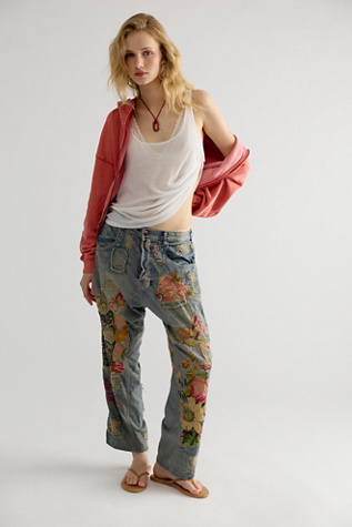 Magnolia Pearl Toby Embroidered Jeans at Free People in Washed Indigo