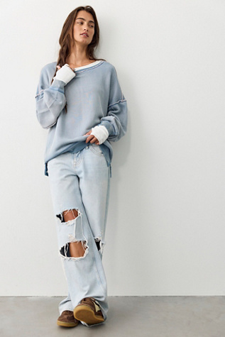 Женский свитер We The Free Faded Memory Long Sleeve Pullover, цвет: Cornflower — фото 3