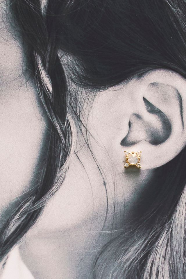 Local Eclectic Moonstone Flatback Earrings #1