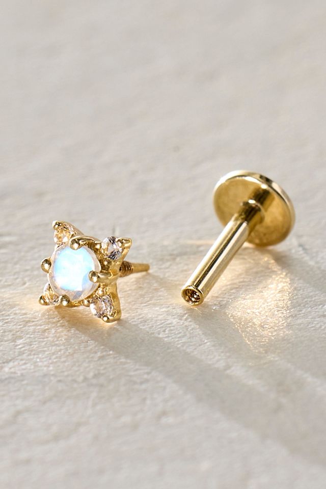 Local Eclectic Moonstone Flatback Earrings #3