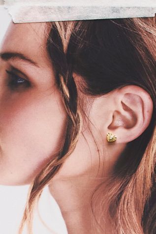 Local Eclectic Gold Heart Flatback Earrings