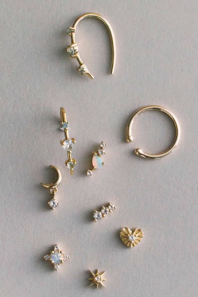 Local Eclectic Gold Heart Flatback Earrings #4