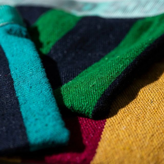 Rug Pouch - Green x Navy Blue #3