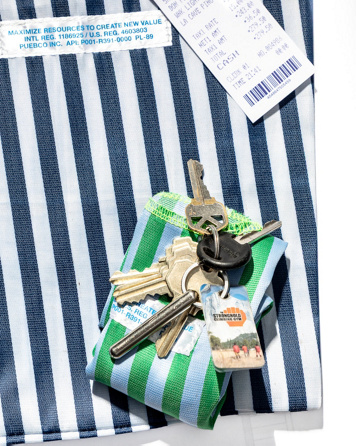 Женская сумка PUEBCO School Tie Fabric Mini, цвет: Зелёный светлый синий — фото 4