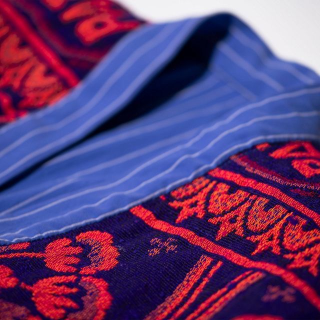 Rug Fabric Reversible Gown- Navy Blue #2