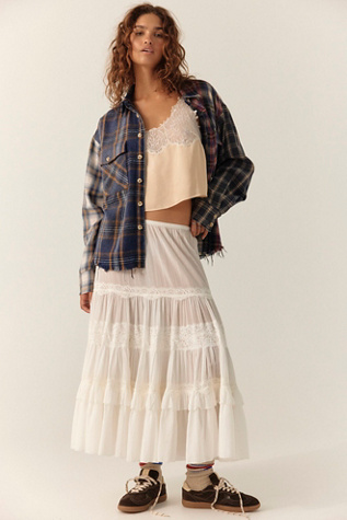 Женская рубашка The Tales Cut Off Patchwork Check Button Down Shirt, цвет: Синий комбинированный — фото 5