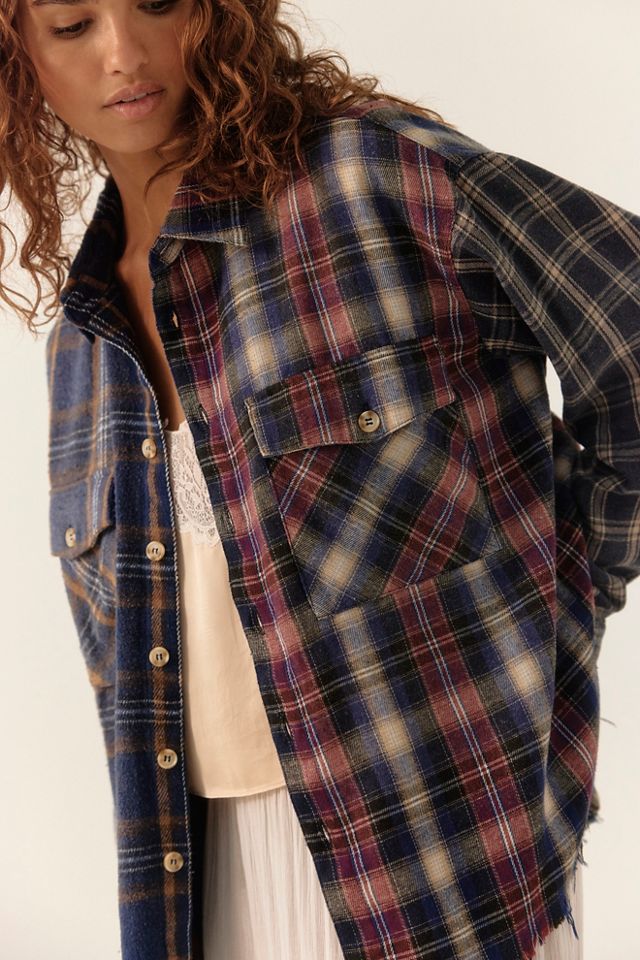 Chemise boutonnée à carreaux patchwork coupée The Tales #3