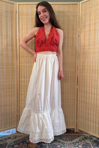 Antique White Cotton Eyelet Maxi Skirt Selected by Two Vintage Twins