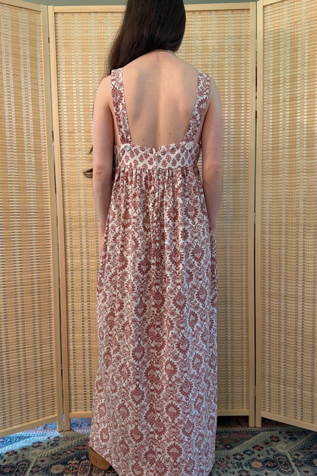 1970s Boho Terracotta Printed Floral Cotton Maxi Dress Selected by Two Vintage Twins #3