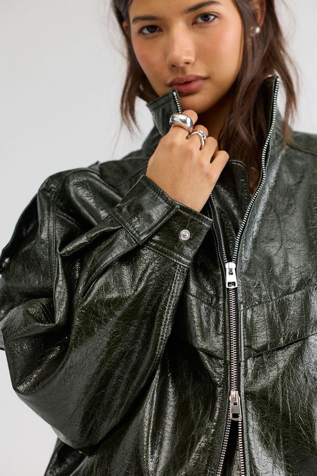 AGOLDE Hart Vegan Leather Bomber Jacket #3