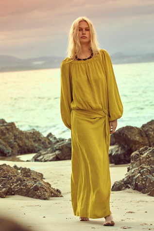Женское платье free-est Sandshell Linen Francisca Maxi, цвет: Мох — фото 4