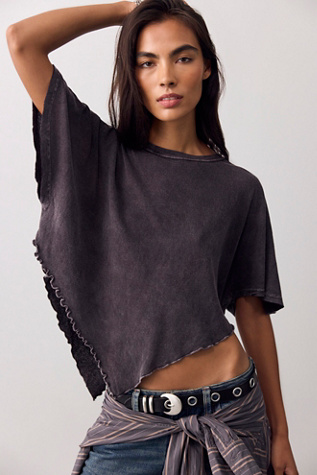 Женская футболка Free People Rosalie Solid, цвет: Чёрный — фото 1