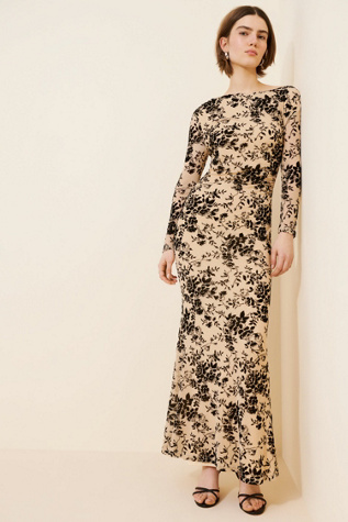 Rare London Fallen Shoulder Burnout Dress