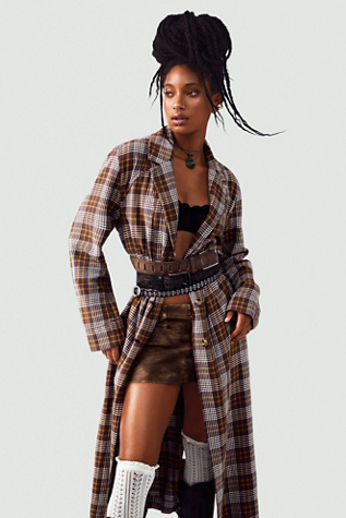We The Free Monique Plaid Denim Duster