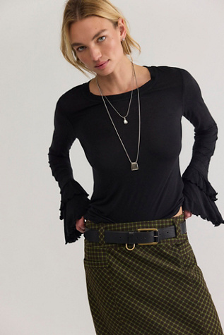 Женский топ Free People Elisa Long Sleeve Top, цвет: Чёрный — фото 1