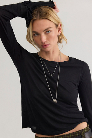 Женский топ Free People Elisa Long Sleeve Top, цвет: Чёрный — фото 4