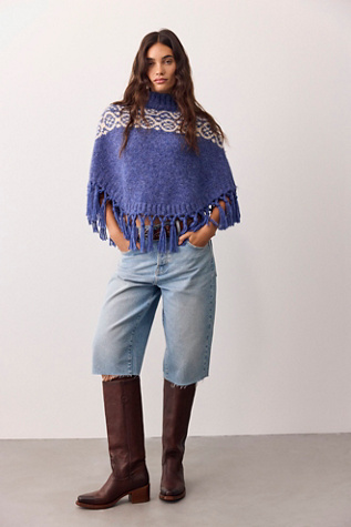 Free People Emma Printed Poncho, цвет: Glacier — фото 3
