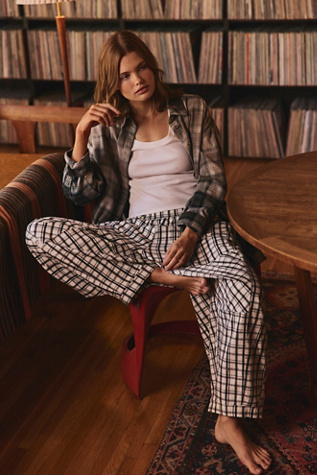 Late Checkout Flannel Wide-Leg PJ Pants