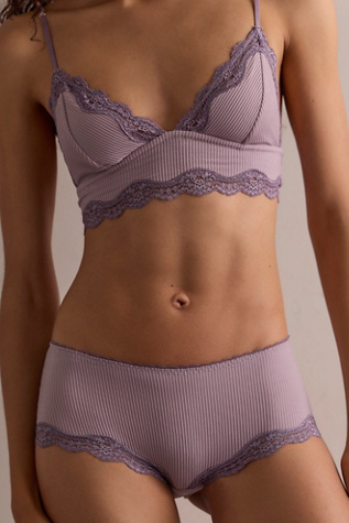 Charlie Lace Microfiber Ribbed Boyshort Undies