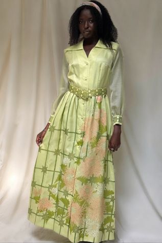 Vintage 1970's Alfred Shaheen Deadstock Chrysanthemum Maxi Dress Selected By Afterlife Boutique