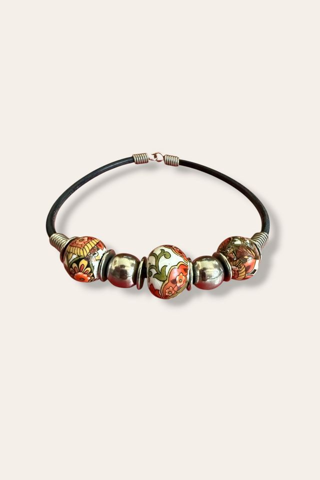Y2K Chunky Bead Leather Cord Necklace Selected By Afterlife Boutique #2